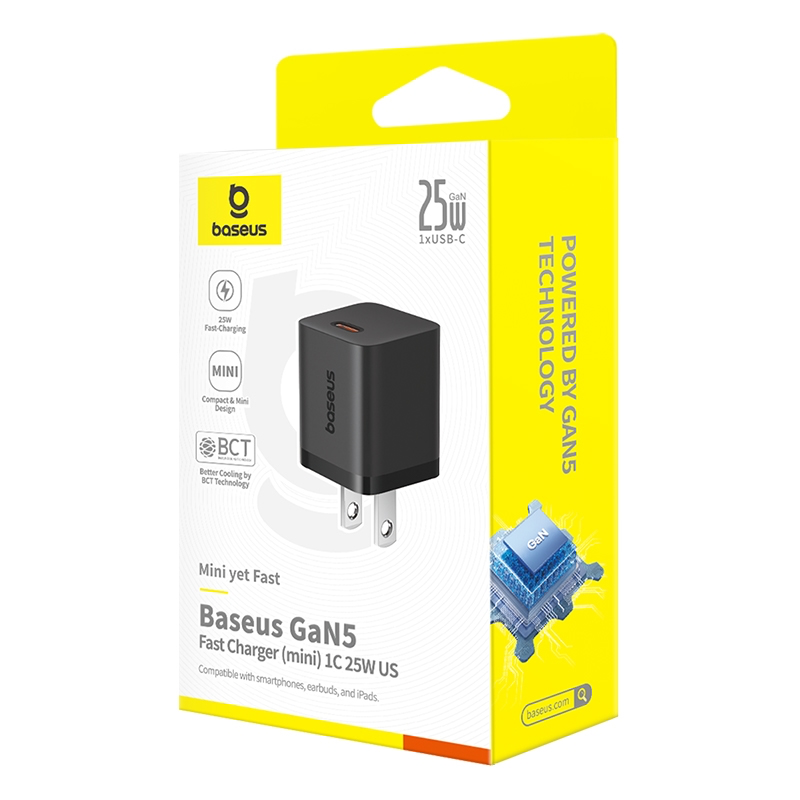 Cargador 25W USB-C Carga Rápida Baseus GAN5
