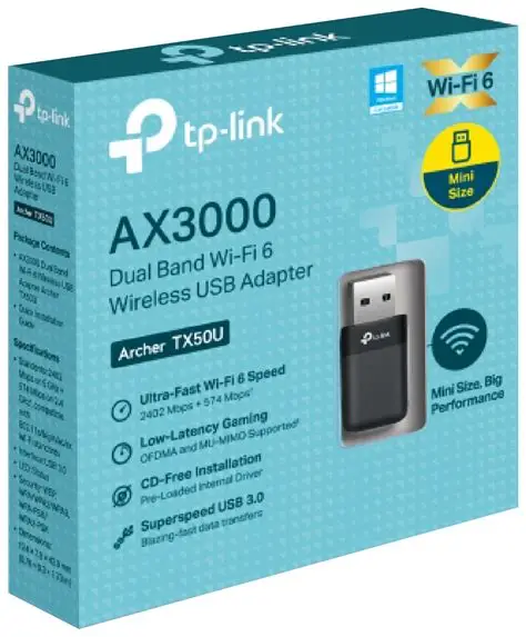 Tarjeta De Red Wifi USB AX3000 Archer Tp-link TX50U