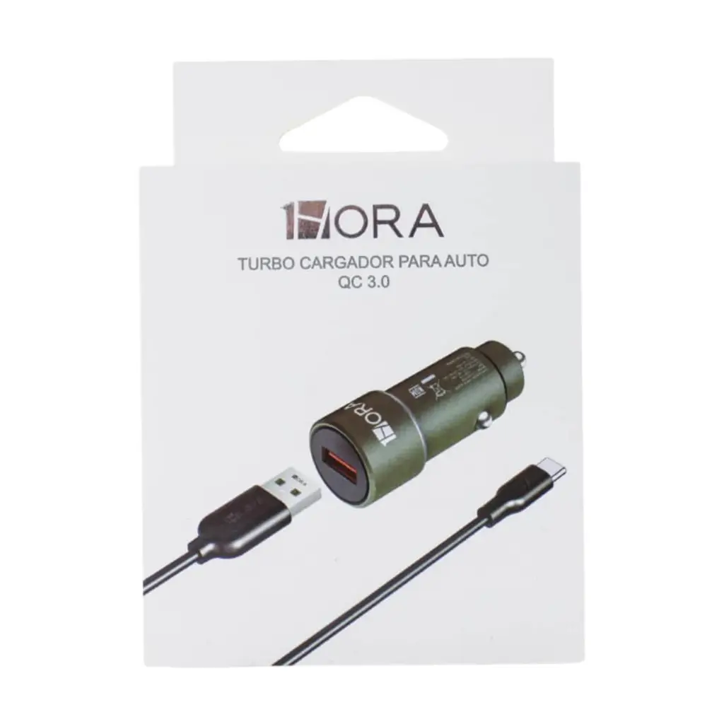 Cargador De Carro 18W + Cable USB-A USB-C 1HORA GAR116