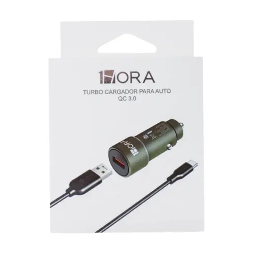 [CRG0035] Cargador De Carro 18W + Cable USB-A USB-C 1HORA GAR116